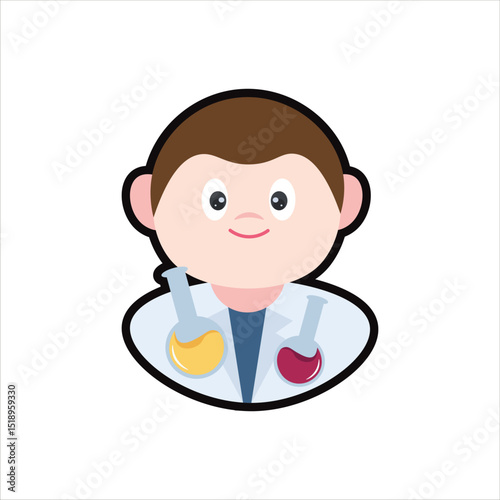 Colored Scientist Cartoon Illustration