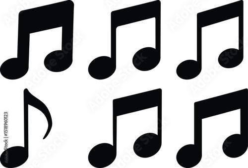 A collection of classic musical notes in a simple black and white graphic