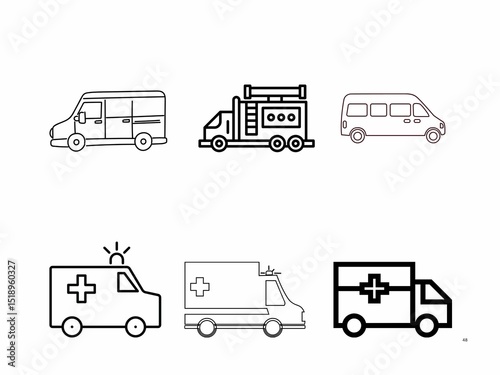 A set of ambulance icon isolated on white background.