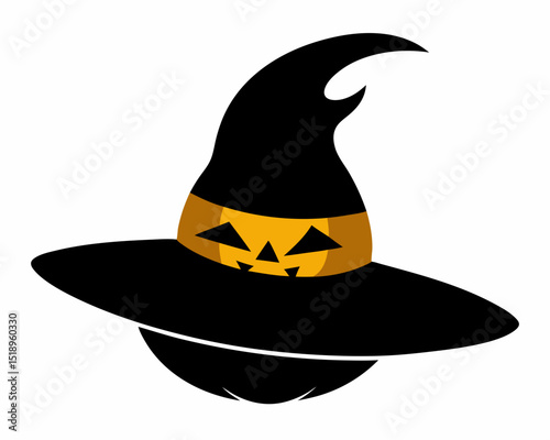 Pumpkin with hat silhouette vector art illustration