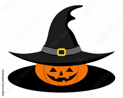 Pumpkin with hat silhouette vector art illustration