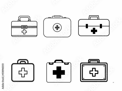 A set of first aid box icons.