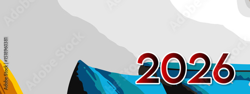 2026 Happy New Year colorful Background Design. multicolor 2026 New year Greeting Card, 2026 long Banner, two thousand twenty six Poster. abstract design with 2026 number. art design background 2026