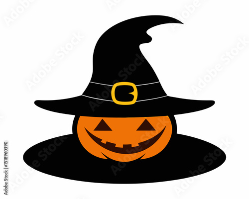 Pumpkin with hat silhouette vector art illustration