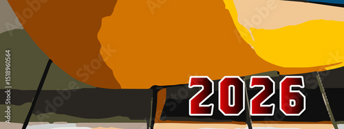 2026 Happy New Year colorful Background Design. multicolor 2026 New year Greeting Card, 2026 long Banner, two thousand twenty six Poster. abstract design with 2026 number. art design background 2026