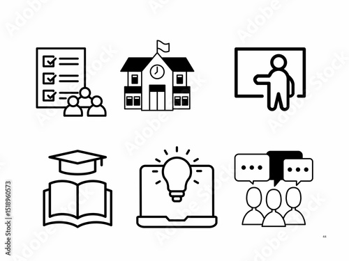 A set of Education icon isolated on white backgrounds.
