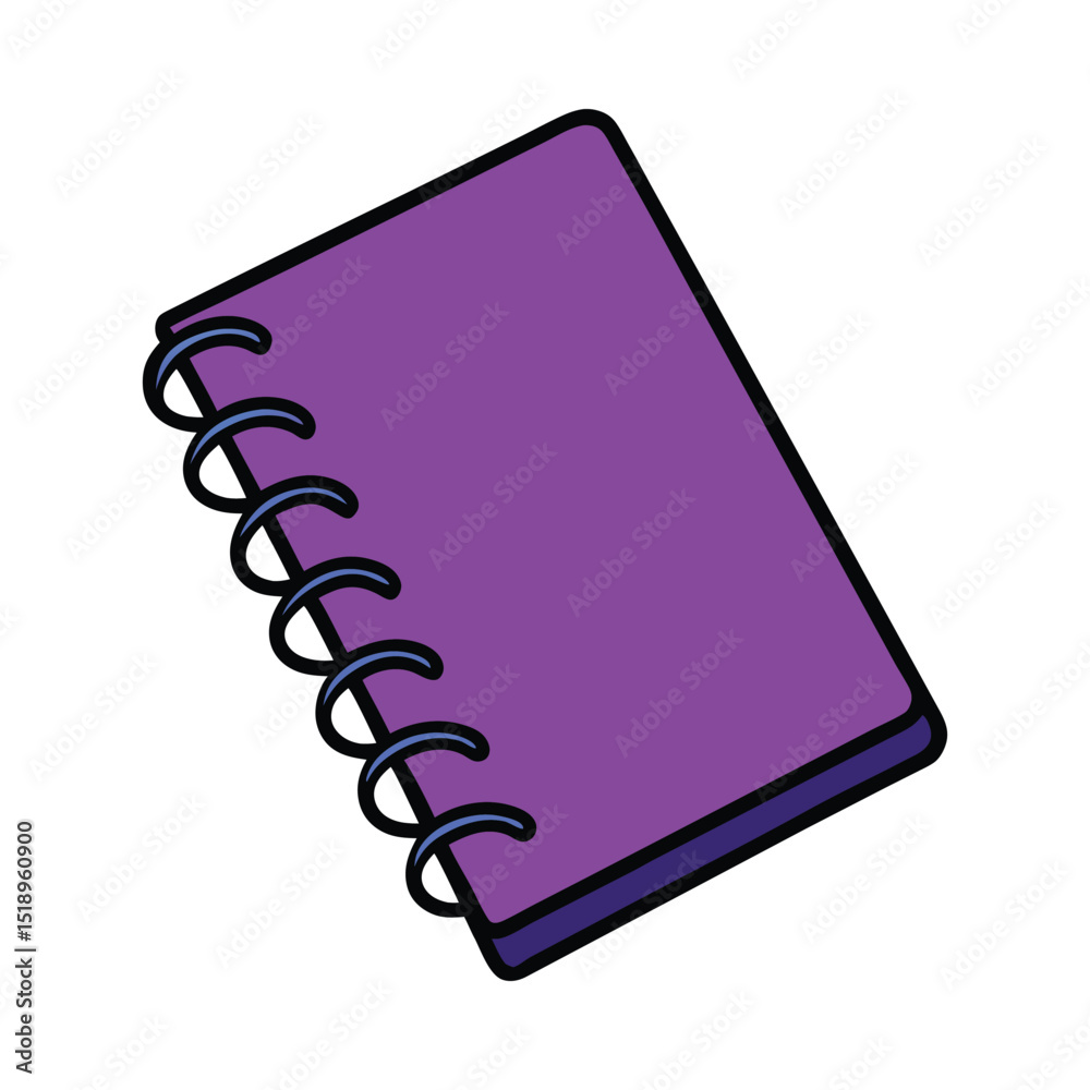 Purple spiral notebook icon illustration