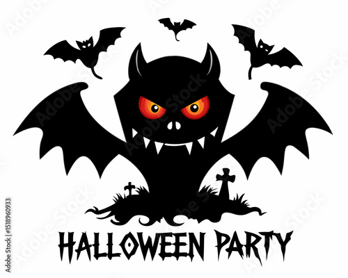 Halloween party flyer fangs set silhouette vector illustration