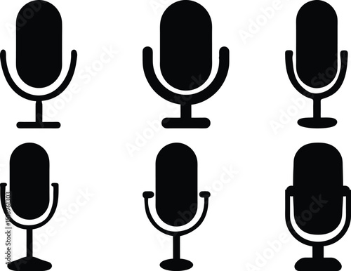 Collection of Microphone Icons Displaying Variations in Style and Design
