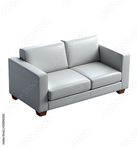 Isometric 3D sofa icon with cushions and armrests. Great for home decor, furniture, interior visuals, or real estate content. PNG format, rendered cleanly with a modern touch.
 photo
