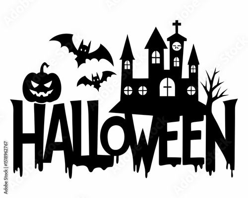 Halloween concept typography vector silhouette graphic design. Halloween t shirt design, halloween night vector illustration