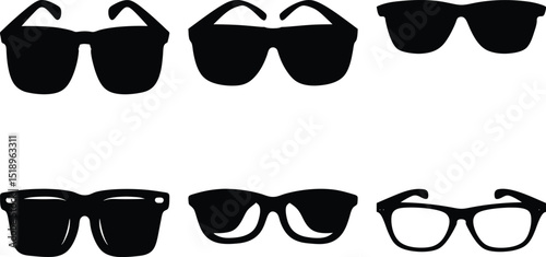 Sunglasses collection featuring different styles, shapes, and silhouettes for eye protection
