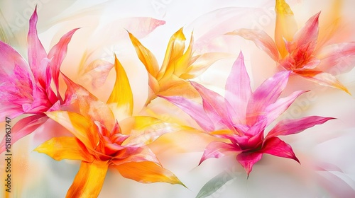 Vibrant tropical flowers in soft focus.
