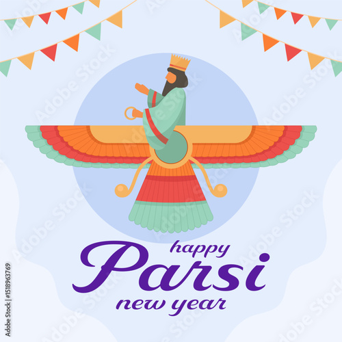 illustration flat design to celebrate parsi new year