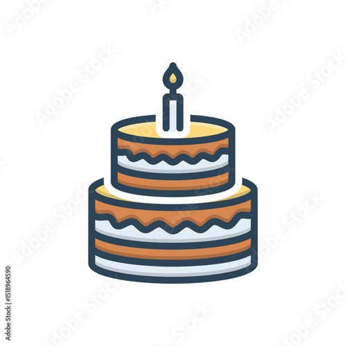 Color illustration icon for cake