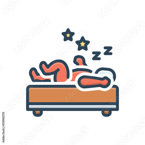 Color illustration icon for sleeping