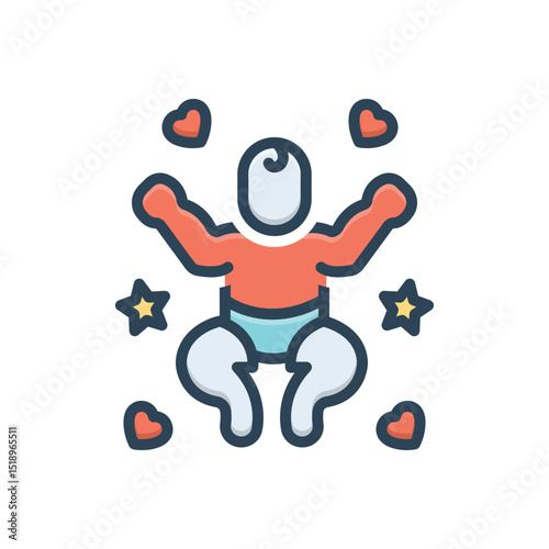 Color illustration icon for baby