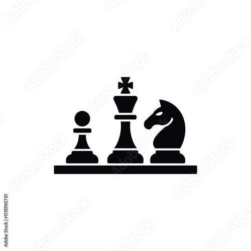 Black Chess Pieces Pawn, King, and Knight on a Chessboard Square