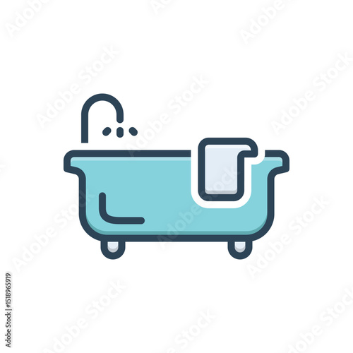 Color illustration icon for bathtub