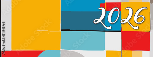 2026 Happy New Year colorful Background Design. multicolor 2026 New year Greeting Card, 2026 long Banner, two thousand twenty six Poster. abstract design with 2026 number. art design background 2026