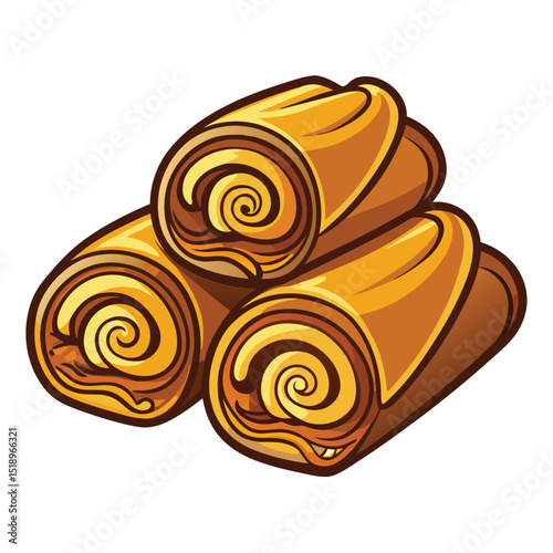 Stack of Sweet Crepes or Pancakes Rolled with Filling Illustration