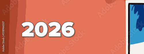 2026 Happy New Year colorful Background Design. multicolor 2026 New year Greeting Card, 2026 long Banner, two thousand twenty six Poster. abstract design with 2026 number. art design background 2026