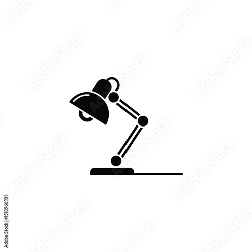 Black Desk Lamp Icon with Adjustable Arm and Base for Task Lighting Design