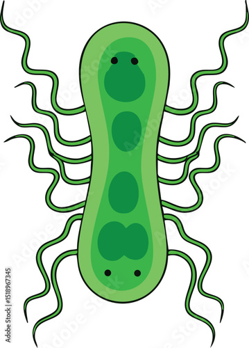 Stylized Microscopic Cell with Numerous Appendages