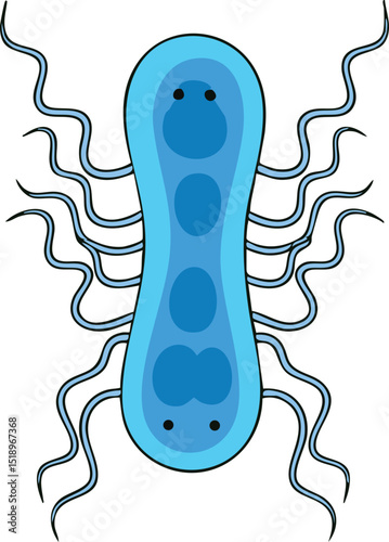 Stylized Microscopic Cell with Numerous Appendages