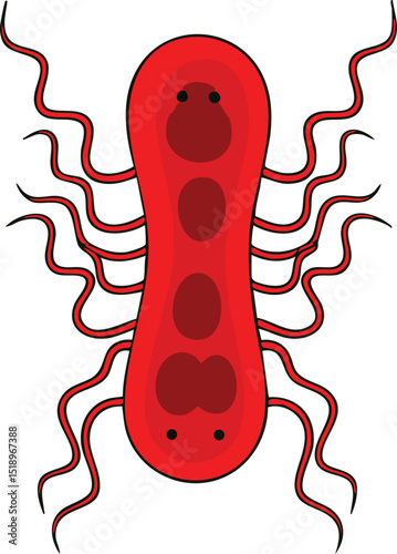 Stylized Microscopic Cell with Numerous Appendages