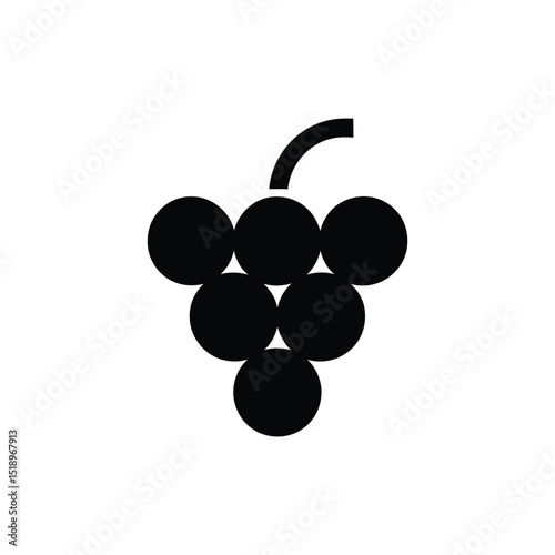 Black grape bunch icon on transparent background, vine fruit design emblem