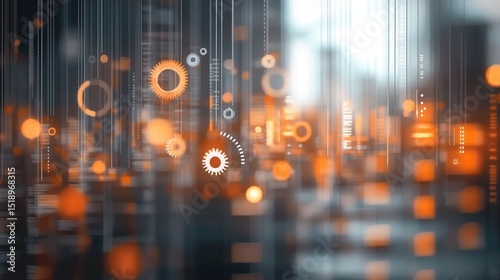 Wallpaper Mural Abstract Digital Technology Background with Gears and Lights Torontodigital.ca