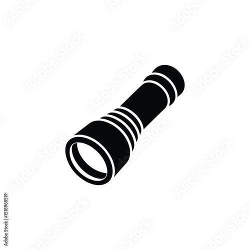 Black Flashlight Icon Simple, Solid Fill for Web Design Elements