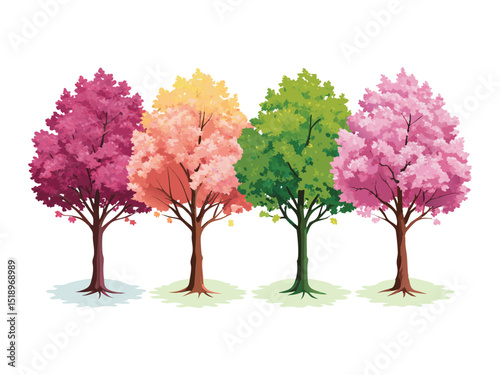 seasons trees illustration isolated on white background
