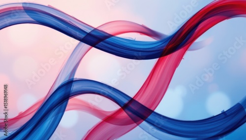 create a captivating abstract image featuring a crystal blue color palette, with bended lines painted in various hues over a soft diffused background