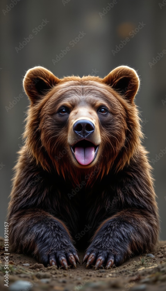 Obraz premium Brown Bear Portrait with Open Mouth