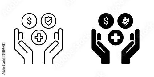 Employee Benefit line and solid web icon set. Vector illustration