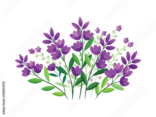 Purple flower bouquet illustration isolated on white background
