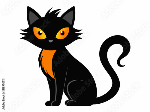 Halloween vector set with simple cat silhouette black on white. Black cat, scary cartoon Halloween. illustration Vector