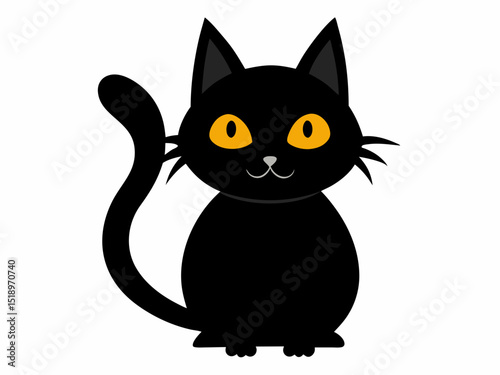Halloween vector set with simple cat silhouette black on white. Black cat, scary cartoon Halloween. illustration Vector