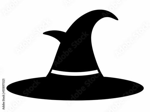 Black silhouette of a witch hat isolated, 
Collection of witch hat silhouette vector illustration for Halloween season