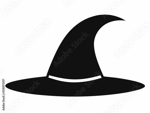 Black silhouette of a witch hat isolated, 
Collection of witch hat silhouette vector illustration for Halloween season