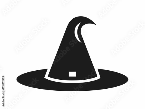 Black silhouette of a witch hat isolated, 
Collection of witch hat silhouette vector illustration for Halloween season