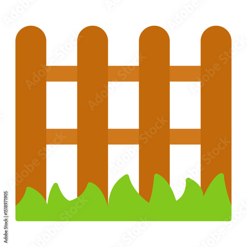 wooden fence and green grass icon