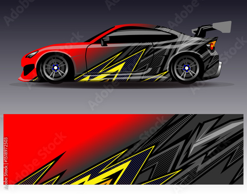 Car wrap design vector. Graphic abstract stripe racing background designs for vehicle, rally, race, adventure and car racing livery
