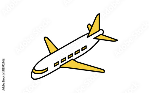 乗物アイコン、飛行機のシンプルでかわいいアイソメトリックの線画アイコン