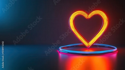 Glowing Neon Heart Symbol on Dark Background