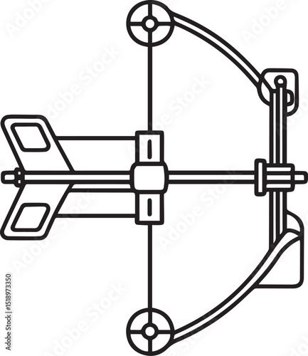 Compound bow sight outline vector and illustration line art