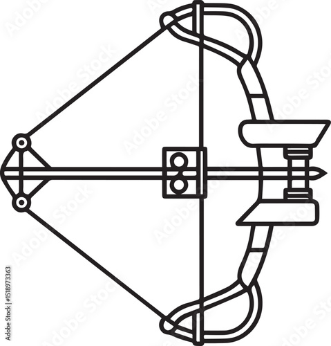Compound bow sight outline vector and illustration line art