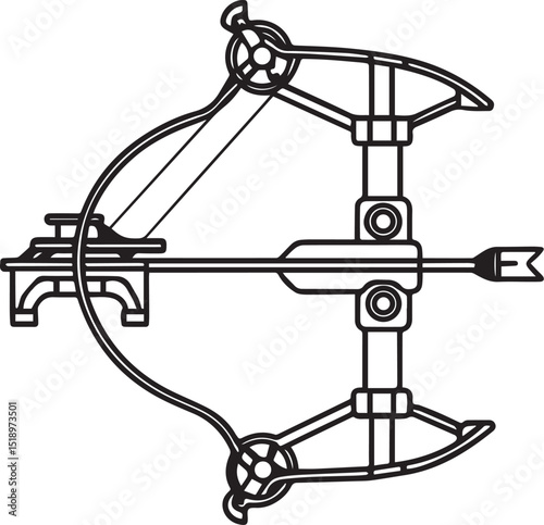 Compound bow sight outline vector and illustration line art